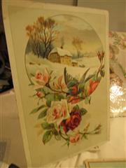 26 ANTIQUE EPHEMERA EMBELLISHED SINGLE PANEL DIE CUT CARDS - USED